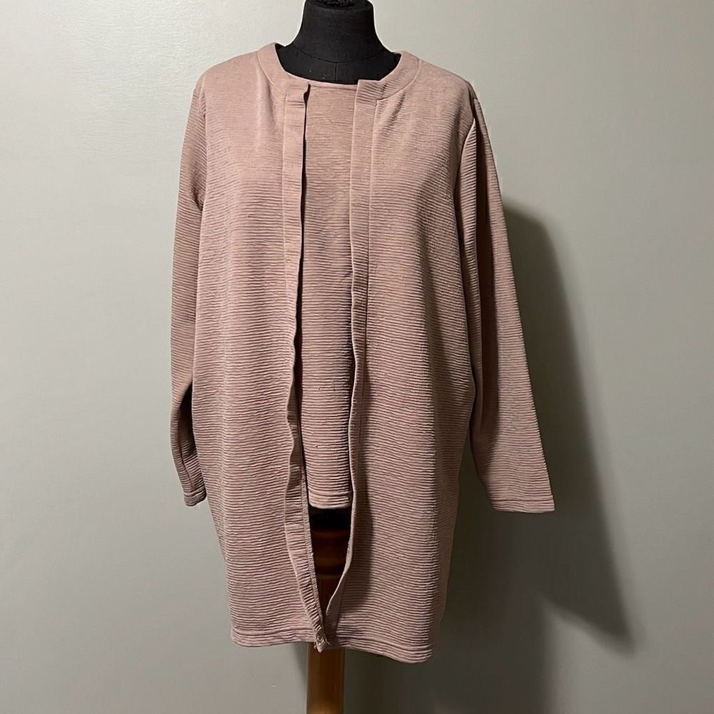 Bea Basics Women's Cream Knit Ribbed Tank Top & Cardigan Set Size XL